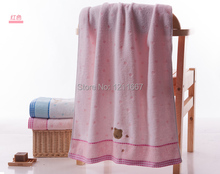 Free shipping 100% cotton bath towel lovers design cartoon baby child bath towel super soft 65x130cm 290g