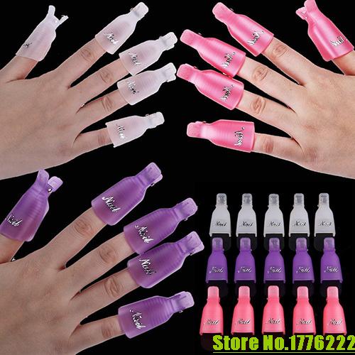 Hot 201510Pcs Plastic Acrylic Nail Art Soak Off Clip Cap UV Gel Polish Remover Wrap Tool