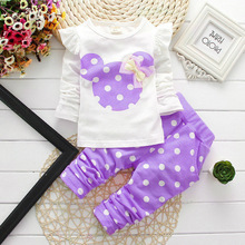 2015 new Spring Autumn children girls clothing sets minnie mouse clothes bow tops t shirt leggings