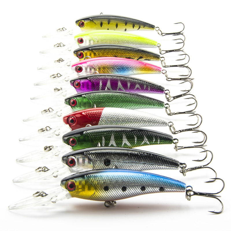 2016 New 10pcs/lot Fishing Lure with 10 color Deep swim hard bait fish 9CM 8G artificial baits minnow fishing wobbler pesca 671