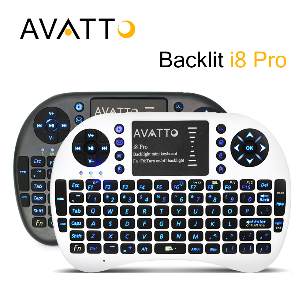 AVATTO Backlight i8 PRO Wireless Gaming Mini Keyboard 2.4G multitouch Touchpad Backlit Air Mouse For Ipad/PS3/XBox/TV Box Gamer