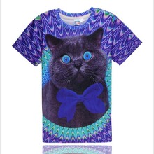 2015 Summber fashion style men t-shirt lovely black cat 3D printed casual tops tee camiseta de verano