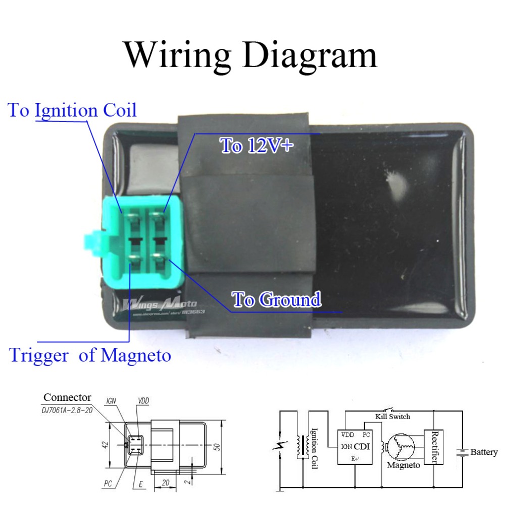 wiring diagram 498 CDI. Features: 4 PINS DC CDI BOX 50cc ...