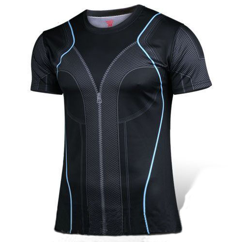 Superhero bodybuilder fashionable collar avengers alliance 2 PE breathable quick dry T shirt tight short sleeve