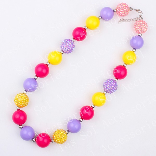 2pcsLot 2015 new hotsale collares WholesaleRetail kids necklaces girls chunky necklaces bubblegum