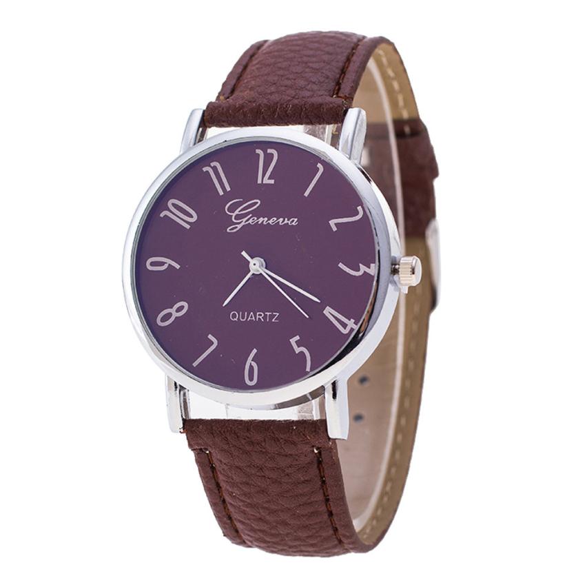femme de marque Women Ladies Geneva Leather Band Quartz Wrist Watch 