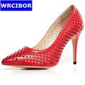 2017 New sandals Woman Single shoes Genuine leather Thin High Heels Pointed Toe Pumps Lady Fashion