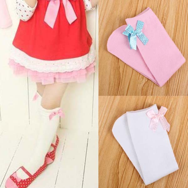 Toddlers Kid Girl Princess Bow knot Knee High Socks Cotton Stockings 3 6Y