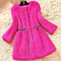 2016 Autumn And Winter New Fashion Women Elegant Coat Full Pelt Rabbit Fur Coat Slim Round