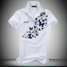 Solid Polo Shirt 2016 New Summer Short Sleeve Men Polo Shirt Fashion Butterfly Print Slim Fit Plus Size 6XL 5XL-M Polo Homme Hot
