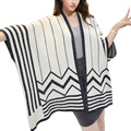 New Product Spring Autumn Striped Knitted Women Shawl Sweaters 2016 Fashion Three Quater Sleeve Outwear Batwing