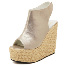 Ladies Shoes High Heels Sandals Summer Style Women’s Open Toe Strap Straw Braid Wedges Platform Sandals Big Small Size #bc5216-1