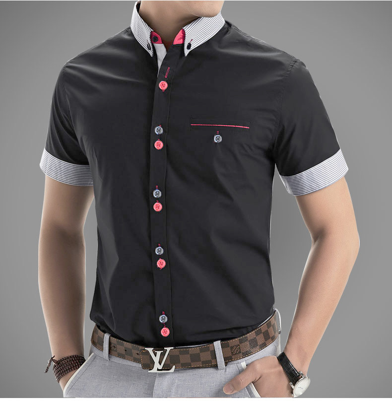 2015 New Mens Shirts Fashion Men s Dress Shirts Men Casual Slim Fit Stylish Short Sleeve
