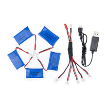 Syma X5C rc 3.7v 850mah Lipo battery 5pcs and USB charger with cable for syma x5 x5sw x5sc cx30 cx30w Helicopter drone part