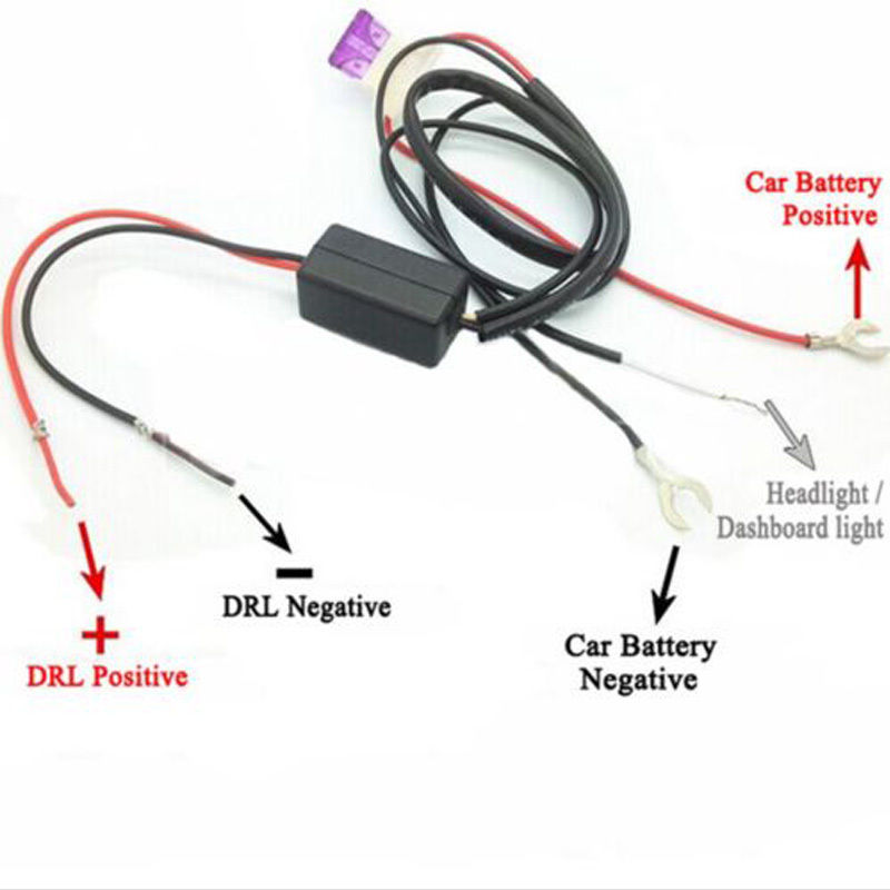 Car Led Daytime Running Light Relay Harness DRL Control ON OFF Automatic Dimmer