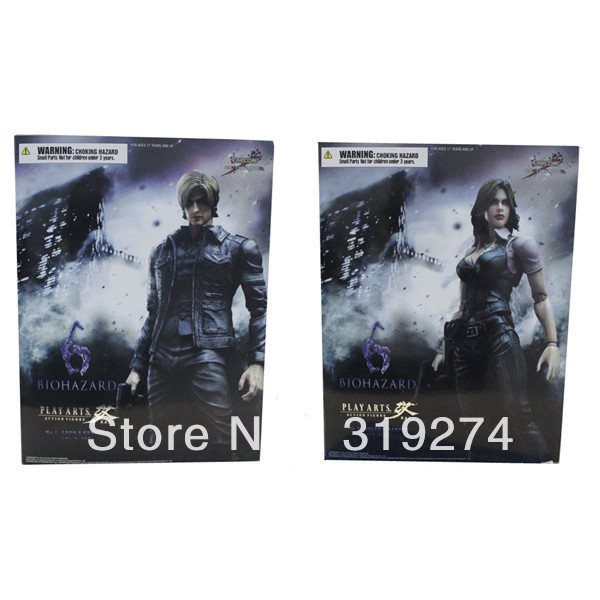 Wholesale/Retail Free Shipping 2pcs Set Square Enix BioHazard 6 Resident Evil Play Arts Kai 22cm/8.7
