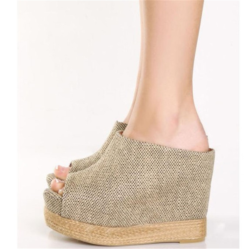Party Sandals Casual Wedge Women Shoes Peep Toe High Heels Heel China Straw Summer Euro Style