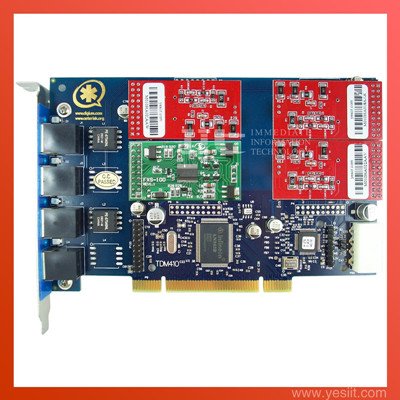 TDM410P 4 Ports with 3FXO & 1FXS modules  Asterisk card for VoIP IP PBX