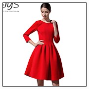Fashion-Style-New-2015-Casual-Midi-Dress-Women-s-Red-Black-Dresses-Evening-Elegant-3-4