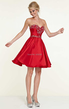 Noble Graceful A Line Sweetheart Sleeveless Beaded Applique Rhinestone Zipper Back Short Mini font b Cocktail