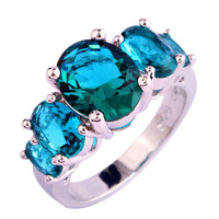 New Sparkling Green Topaz 925 Silver Ring Oval Cut Size 6 7 8 9 10 11 12 13 Wholesale Free Shipping For Unisex Women Jewelry