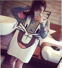Loose Large Size Women Long Section Harajuku Hedging Hoodies Cartoon Printed Long-sleeved Sweatshirt Women Moleton Feminino
