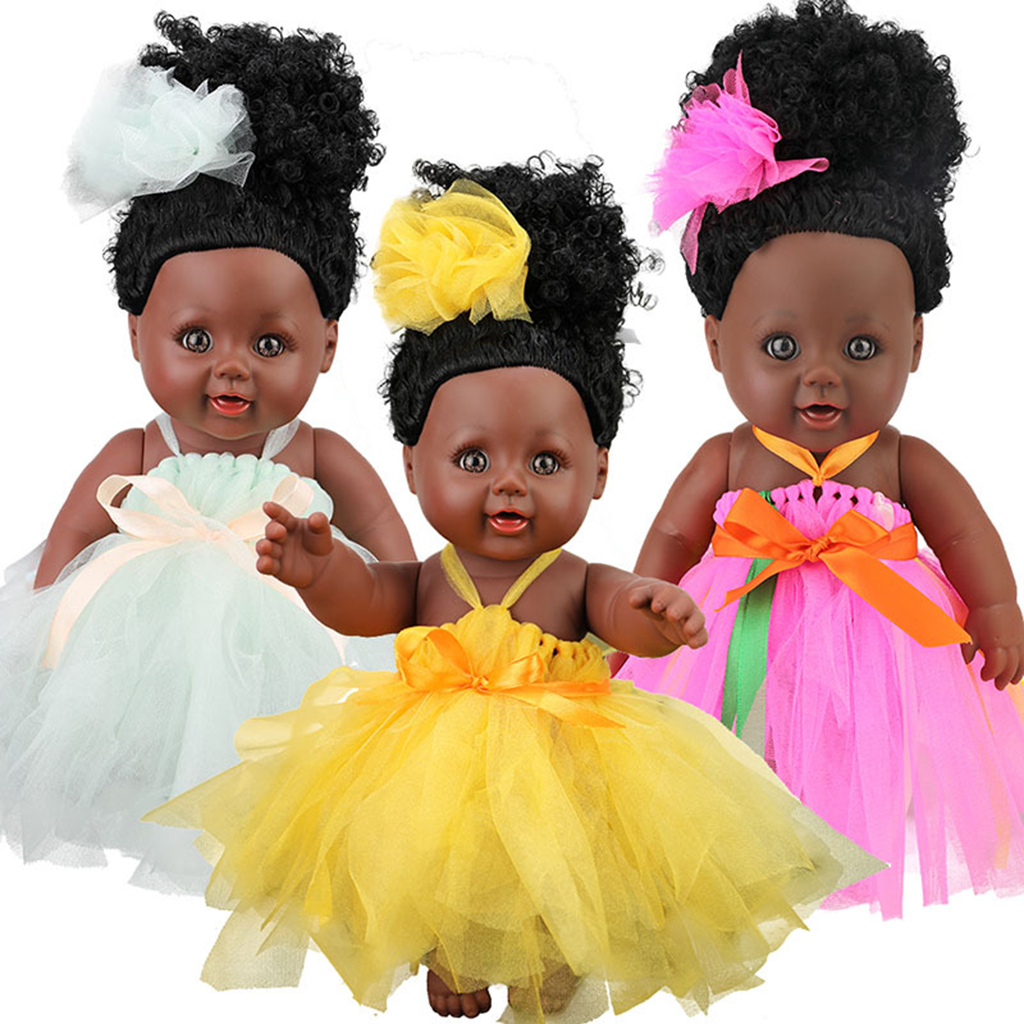 30cm 12inch Lifelike Baby Doll Hard Vinyl African Black Skin