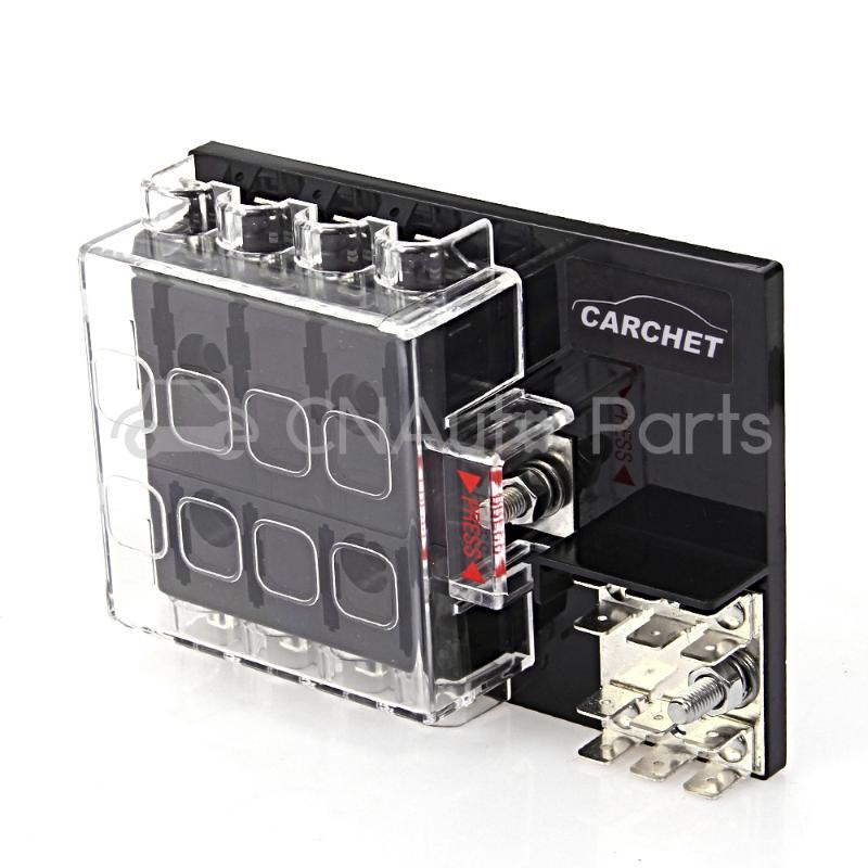 CARCHET 8-Way Block Holder Circuit Fuse Box with Cover for Auto Vehicle Car Truck