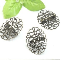 Free shipping!!! Fit 25*34MM Flower Filigree Design Kilt Safety Pin Brooch Metal Basic Brooch Pin