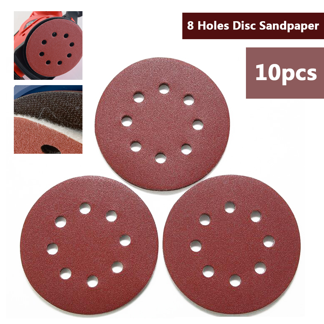 10Pcs Hook & Loop Sanding Discs Polishing Pads 5 Inch 60-2000 Grits Sandpaper D