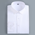 2016 Autumn Mens Long Sleeve Dress Shirt White Solid Twill Button Down Shirts Designer Camisa Masculina