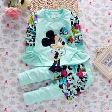 Fashion spring baby girl clothing sets girls fleece warm suits sets minnie casual kids clothes set for girls