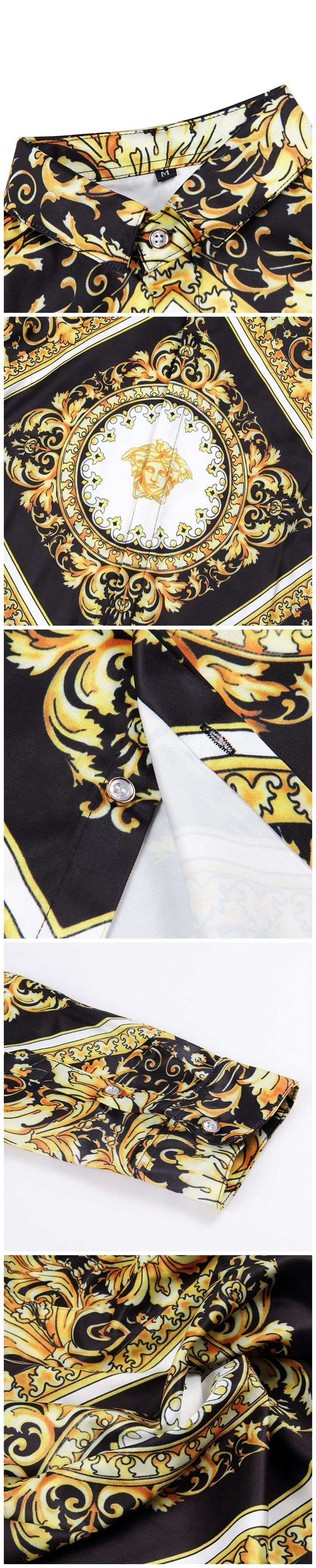 Long Sleeve Luxury Mens Fancy Shirts Newest Unique Brand Baroque Royal Men Gold Print 3D Floral Shirt Camisas Hombre Masculino (5)