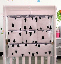 Promotion! Kitty Mickey 62*52cm 100% cotton baby crib organizer for nappy toy baby cot hanging bag for bedding set