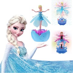 Hot Plastic Princesa Flying Fairy Elsa Anna Dolls Infrared Induction Control New Fashion Girl Toy With LED Music Electronic Toys