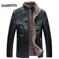 Luxury Mens Leather Jacket And Coat Fleece Retro Mens Clothing Winter Thick PU Vintage Leather Coats