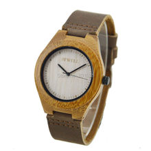 Envío gratis para hombre mira los relojes de bambú de la ue importación 763 movimiento de pulsera a media pierna genuinas de cuero reloj de bambú