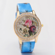 2015 New Fashion GENEVA Rose Flower Watches Women Dress Watch stylish women casual watch Quartz Watch