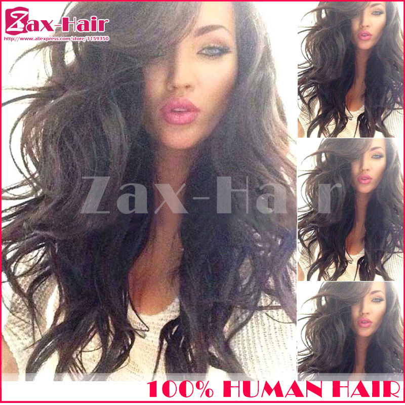 Glueless full lace wig Malaysian 100% virgin human hair lace front wig wavy natural hairline long customized small/medium/large