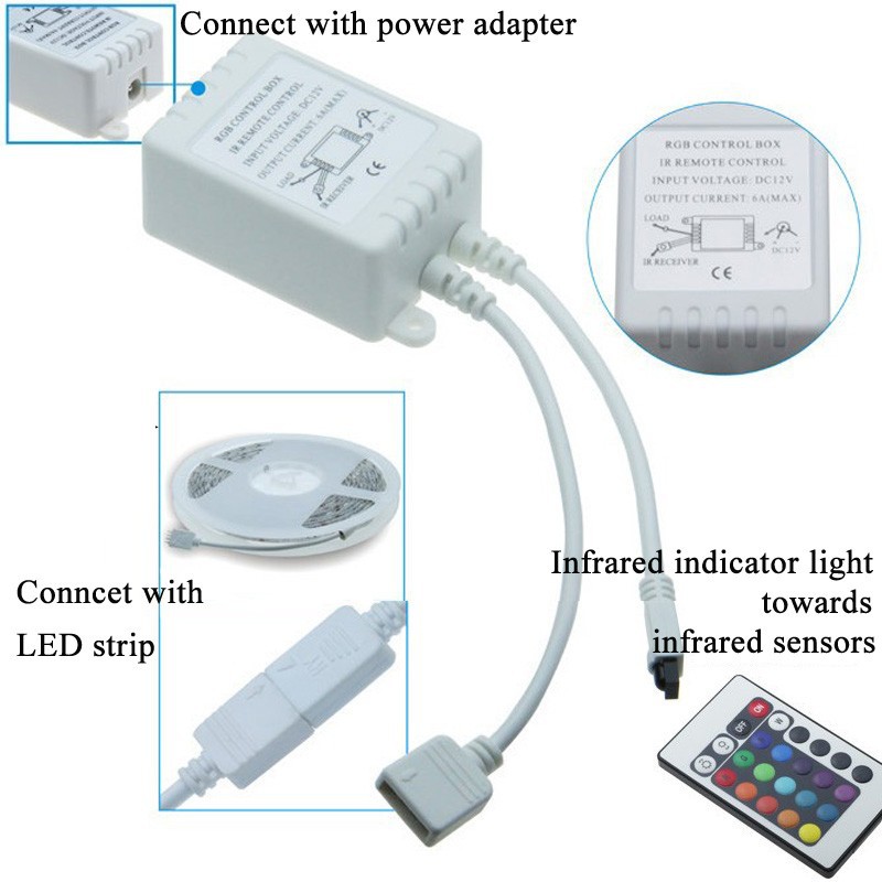 LED Strip 5050 fiexible light+24 keys controller+12V power adpater 60Ledm 5mlot White Warm white Red Green Blue Yellow RGB (11)