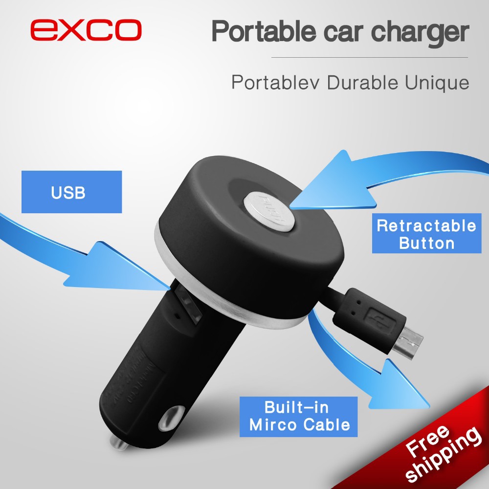 EXCO Retractable Car Charger adapter super compatible for phone and Micro USB device Nice small portable for samsung galaxy
