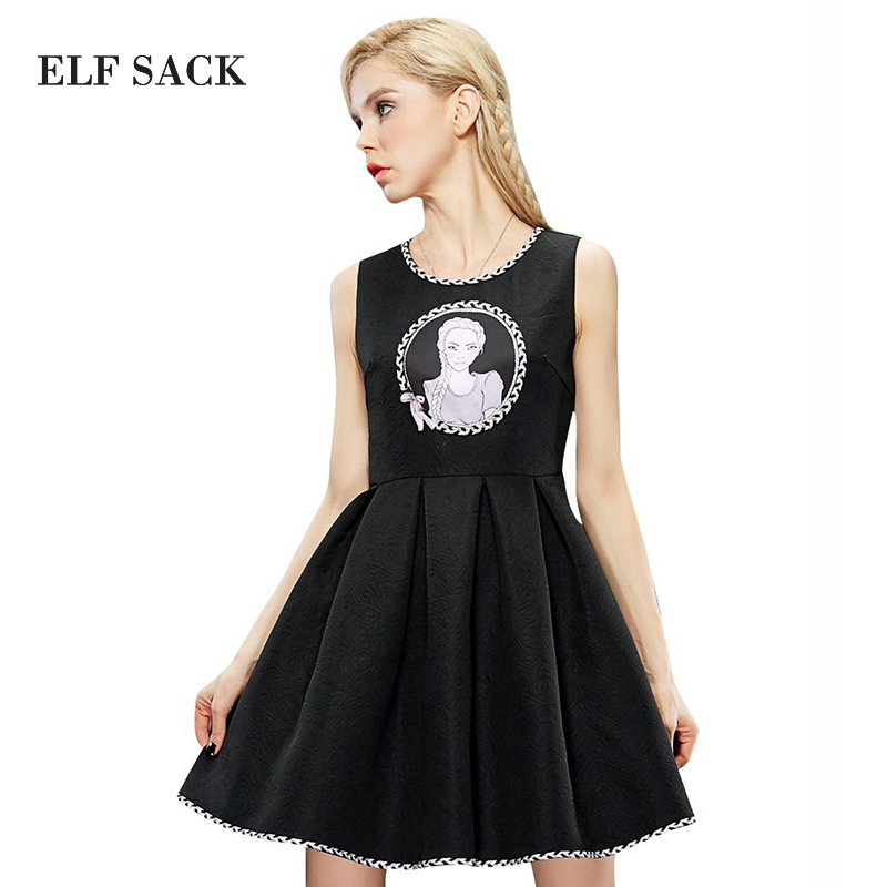 Elf SACK autumn classic female fashion sweet laciness mid waist sleeveless one-piece dress