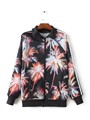 2016 New Women Baseball Jacket European Fashion Autumn Tree Printed Zipper Two Pockets Casual Long Sleeve