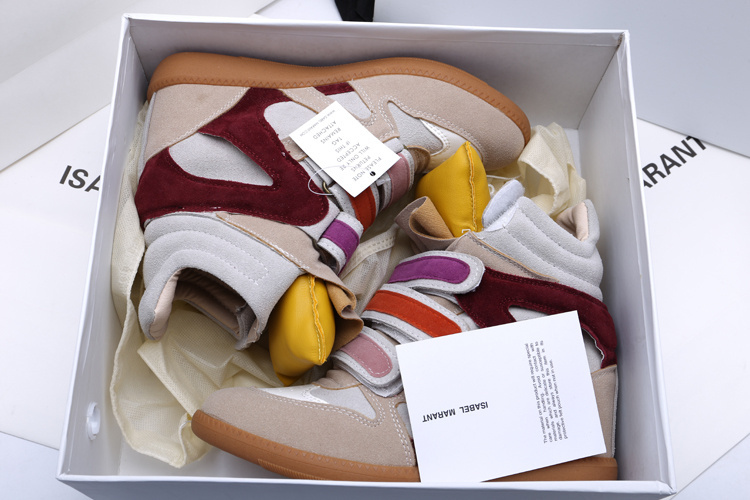 Colorful Tongue Women Multi Isabel Marant Wedge Boots Height Increasing 7cm Sneakers