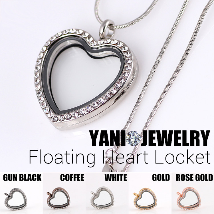10pcs/lot  Alloy Floating Crystal Magnet Glass Living Heart locket;Floating Charms Heart shape Locket