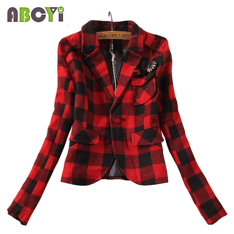 Womens Red And Black Plaid Jacket