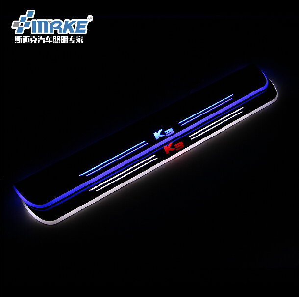 Фотография New arrival 2pcs excellent Car style Led moving door scuff, car pedal, door sill plate steps light for Kia K3 2012 2013 2014