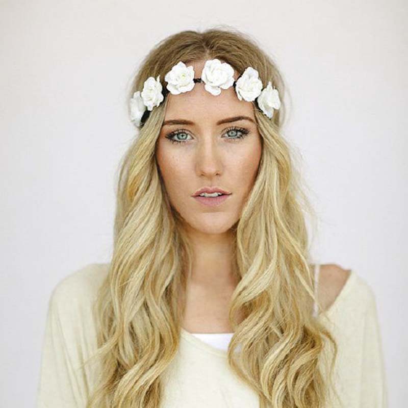 Boho Flowers Headband Wedding Floral Flower Festival Forehead Flower Headband Hair Garland Girls Hair Accessories CNHB