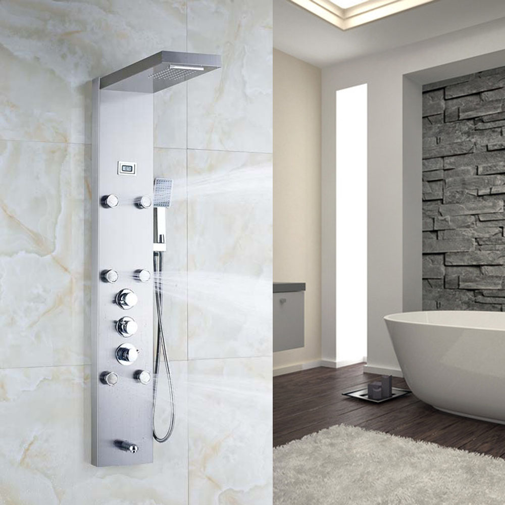 Luxury Brass Nickel Brushed Wall Mounted Bathroom Shower Faucet Shower Panel With Hand Sprayer