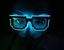1pc/Lot Factory Sell 8 Bit Pixel Light Up El Wire Led Flashing Glasses EDM EDC Rave Party Bar Eyeswear Accessory Sunglasses